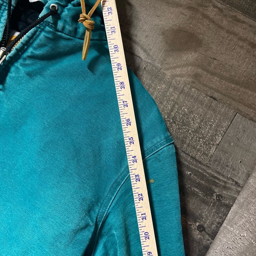 Vintage Carhartt Men’s faded Teal Distressed Hooded Work Jacket XL - Picture 12 of 12